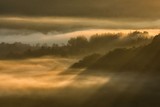 Fototapeta Natura - Misty sunrise in the Bieszczady Mountains. Poland
