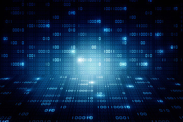 2d illustration abstract digital binary data on computer screen