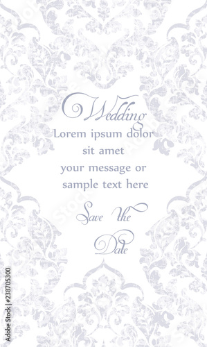 Baroque ornamented card Vector. Victorian Royal texture. Flower decorative de...
