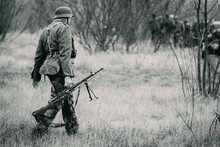 Wehrmacht Soldier Of The Second World War With A Machine Gun