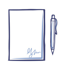 Poster - Empty Sheet of Paper with Signature, Fountain Pen