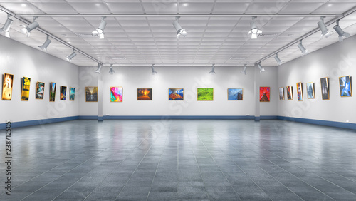 Cuadros en Lienzo Interior of the gallery. 3d illustration