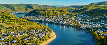 Aerial View Of Filsen And Boppard Towns With The Rhine In Germany