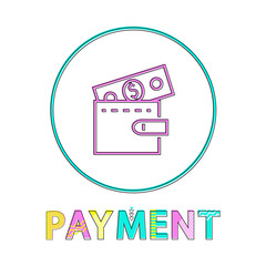 Aufkleber - online payment vector icon, linear outline style