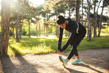 Sticker - Beautiful fit sportswoman doing warming up exercises