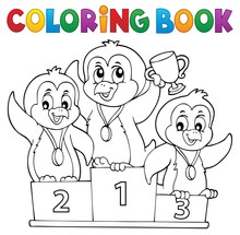 Coloring Book Penguin Winners Theme 1