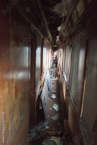 Cuadros en Lienzo Inside of abandoned orient express in Malaszewice, Poland