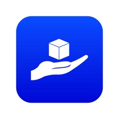 Poster - Cube 3d model icon digital blue for any design isolated on white vector illustration