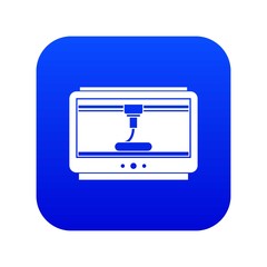 Poster - 3D printer printing cup icon digital blue for any design isolated on white vector illustration