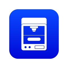 Poster - 3D printer icon digital blue for any design isolated on white vector illustration