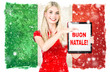 Young woman italian national flag Merry Christmas buon natale