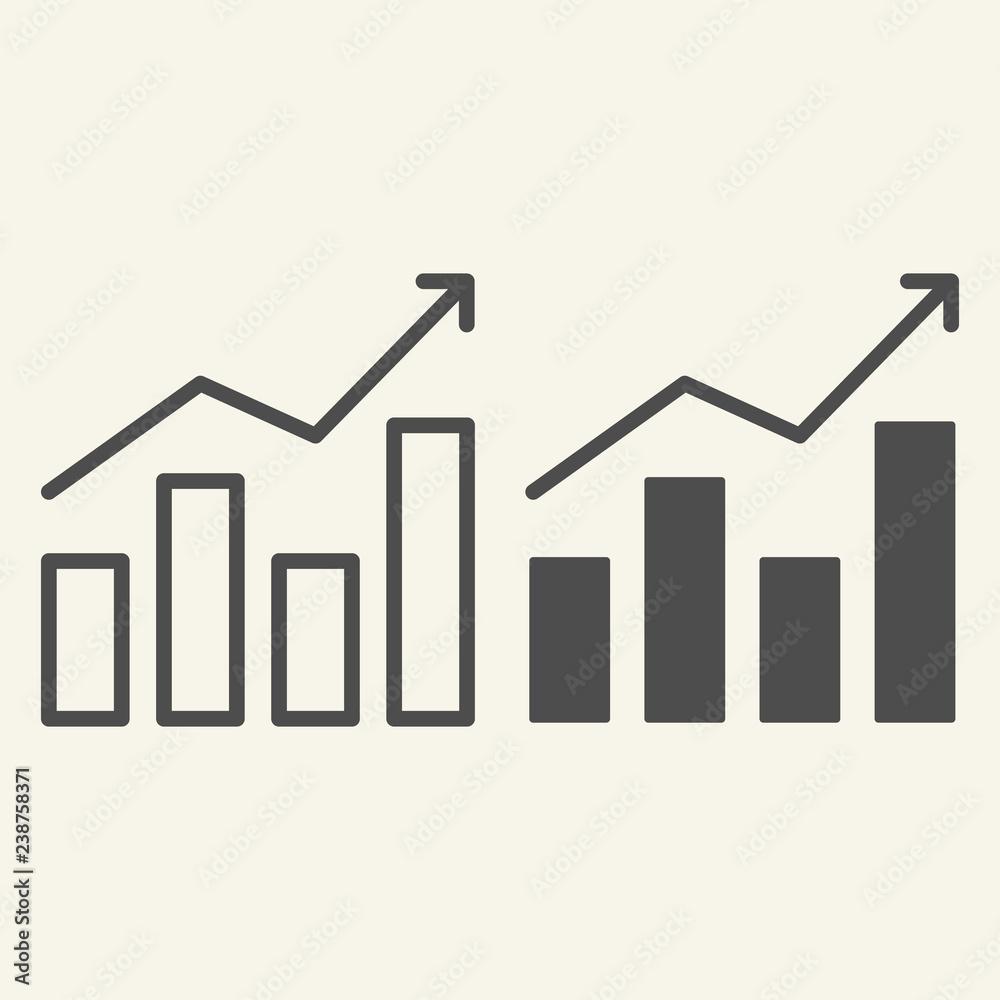 Diagram line and glyph icon. Growth graph vector illustration isolated ...
