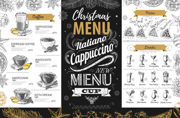 Wall Mural - Hand drawing Christmas holiday menu design. Restaurant menu