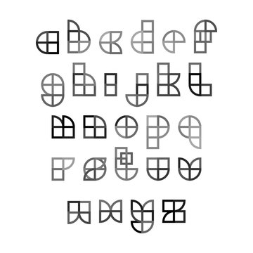 Vector Geometric Alphabet in Flat Geometric Style