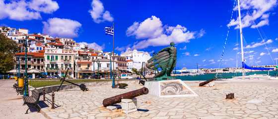 Wall Mural - Greece, popular Skopelos island. Old port. Sporades