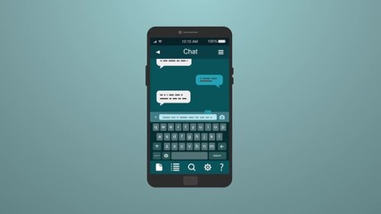 Poster - mockup of a mobile app for messages and chat, loop ready, alpha mask