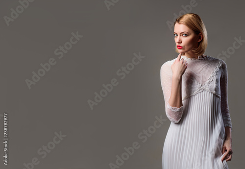 Beautiful Girl With Blonde Hair Perfect Makeup Girl In Elegant