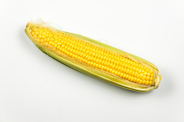 Corn isolated on white background, with shadow