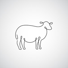 Wall Mural - One line sheep design silhouette