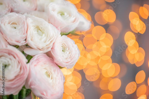 Persian Buttercup Bunch Pale Pink Ranunculus Flowers In Glass