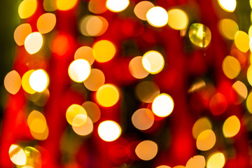 Poster - Christmas home room with tree and festive bokeh lighting, blurred holiday background