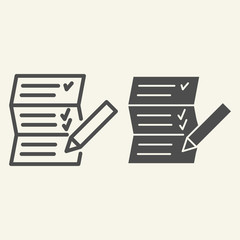 Poster - Sheet with pen line and glyph icon. List vector illustration isolated on white. Planning outline style design, designed for web and app. Eps 10.