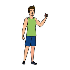 Sticker - athletic man with apple avatar character