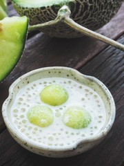 Canvas Print - Dessert cantaloupe melon and coconut milk