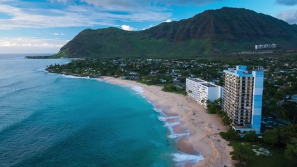 Wall Mural - Day to night timelapse of the West Shore of Oahu island, Hawaii. Version of the clip with more land in the frame