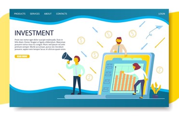 Wall Mural - business investment landing page website vector template