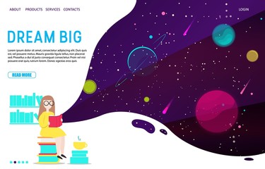Wall Mural - dream big landing page website vector template
