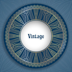 Wall Mural - Vintage ornamental round frame for greeting card, invitation or packaging design