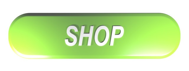 Leinwandbilder - Green rounded rectangle push button SHOP - 3D rendering illustration
