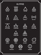 Glyphs icon set, symbolic, sign, geometric design element
