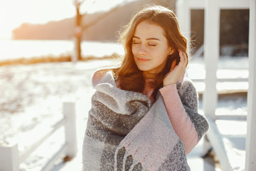 Wall Mural - girl in winter