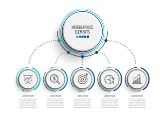 Poster - Abstract infographics number options template. Vector illustration. Can be used for workflow layout, diagram, business step options, banner, web design. Stroke icons.