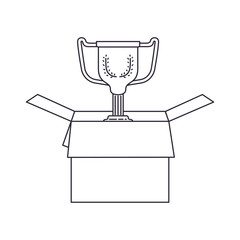 cardboard box with trophy isolated icon