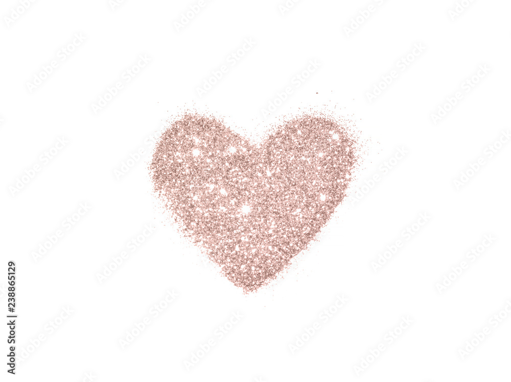 Heart shape of rose gold glitter sparkle on white background Stock ...