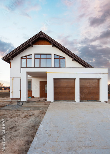 Vertical Photo Of Beautiful Comfort And New House With Brown