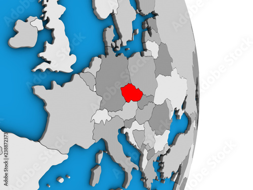 Photo Czech republic on simple political 3D globe.