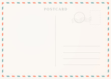 Vintage Postcard Template. Postal Card Illustration For Design