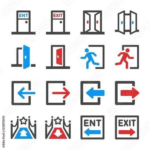 Cuadros en Lienzo entrance and exit icon set,vector and illustration