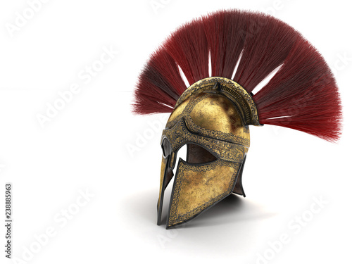 Fotomural Spartan helmet with red plumage . 3d illustration