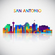 San Antonio skyline silhouette in colorful geometric style. Symbol for your design. Vector illustration.