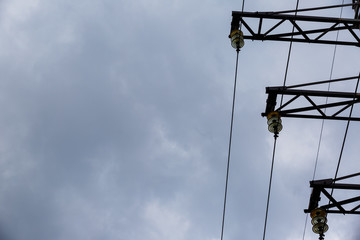 High voltage post. High voltage tower sky background. Electricity is the major energy of the world.