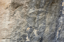 Ancient Rock Carvings Petroglyphs In Gobustan National Park Near Baku, Azerbaijan
