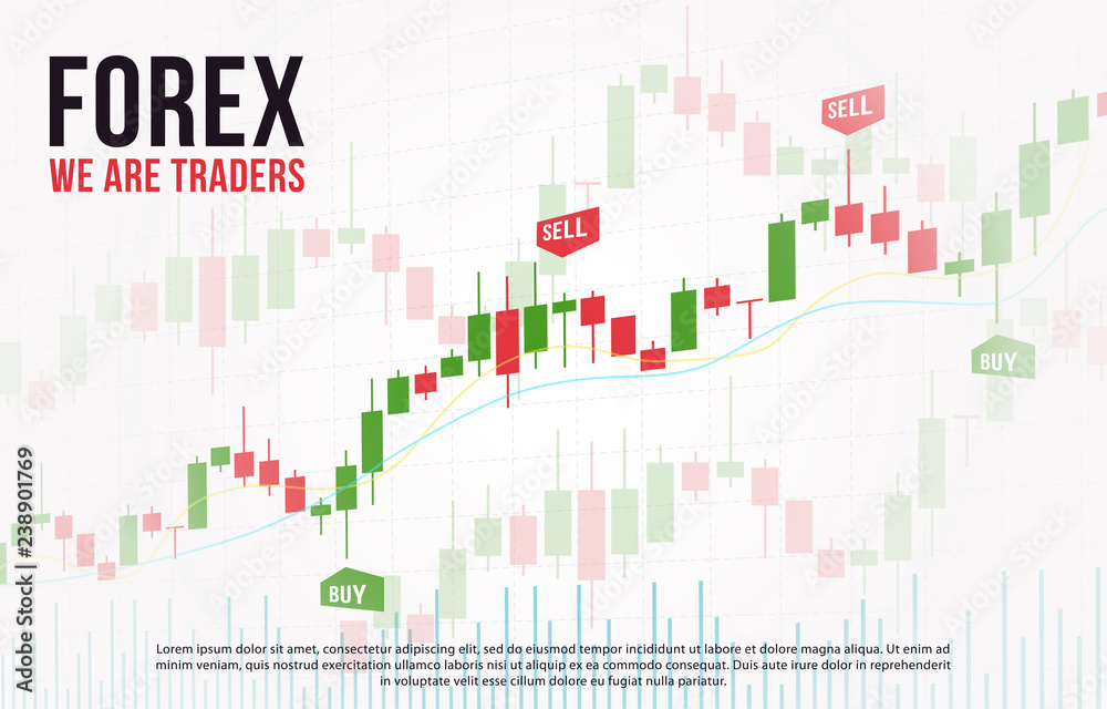 Vector background with stock market candlesticks chart. Forex trading ...