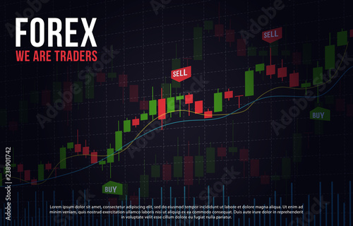 Vector Background With Stock Market Candlesticks Chart Forex - 