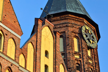 Sticker - Tower of Koenigsberg Cathedral, Gothic temple of the 14th century. Symbol of Kaliningrad (until 1946 Koenigsberg), Russia