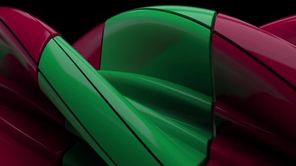 Poster - 3d rendered abstract background. Twisted reflective geometry. Compex twisted segmented structure with details. Loopable animation.